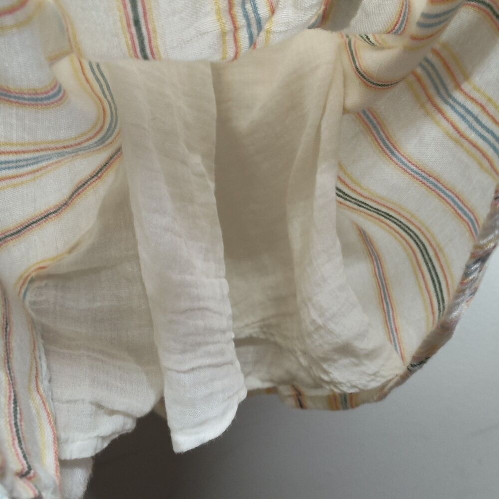 O'neill Mini Dress Women M Cream Blue Stripes Casual Boho Beachy Summer Vacation - Picture 4 of 7